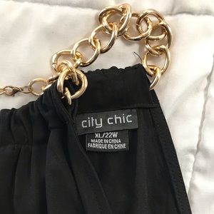 Gold Chain City Chic Cut Out Arms Blouse